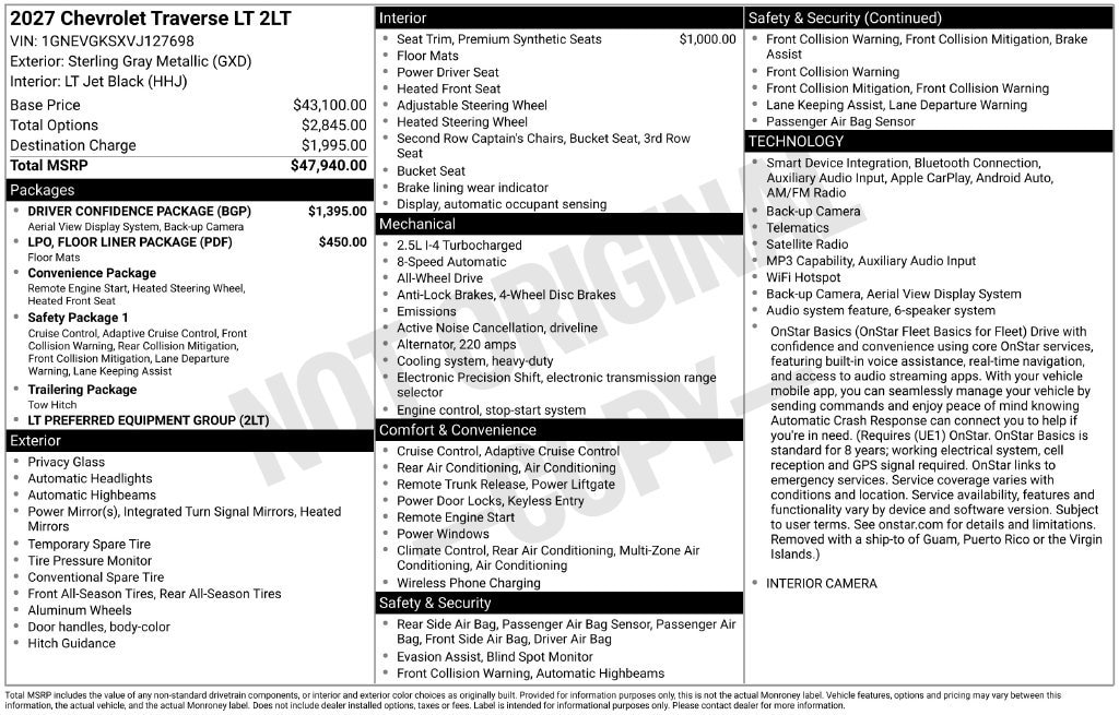 2027 Chevrolet Traverse LT - Photo 27