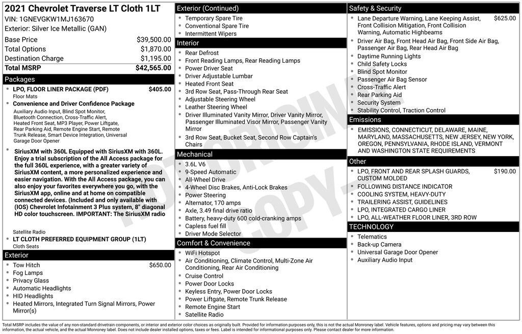 Certified 2021 Chevrolet Traverse LT SUV