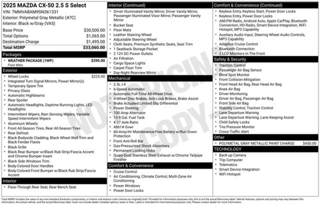 Certified 2025 Mazda CX-50 2.5 S Select Package SUV