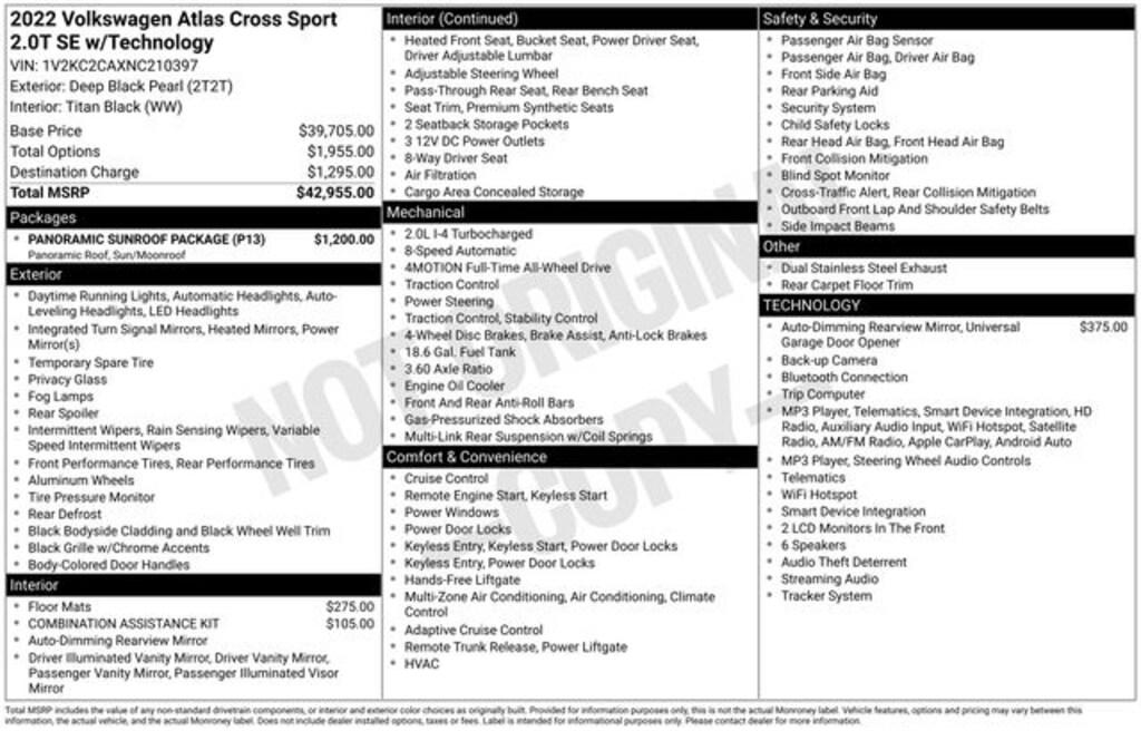 Certified 2022 Volkswagen Atlas Cross Sport 2.0T SE w/Technology SUV