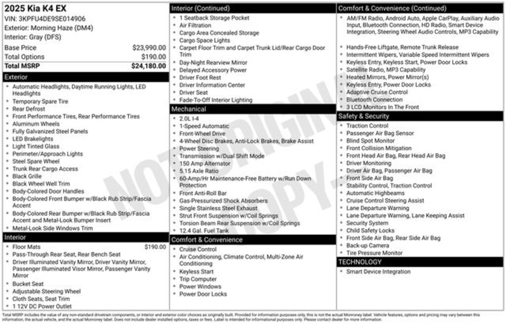 Certified 2025 Kia K4 EX Sedan