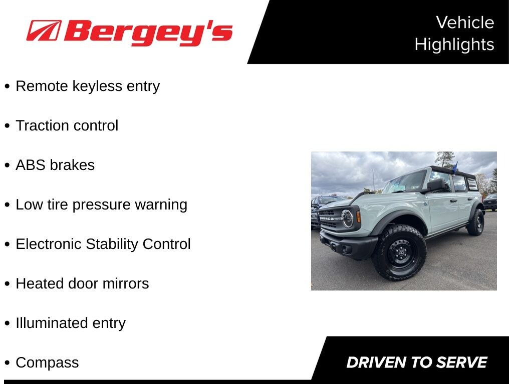 Certified 2023 Ford Bronco Black Diamond -2.7L, Apple Carplay, Remote Start SUV