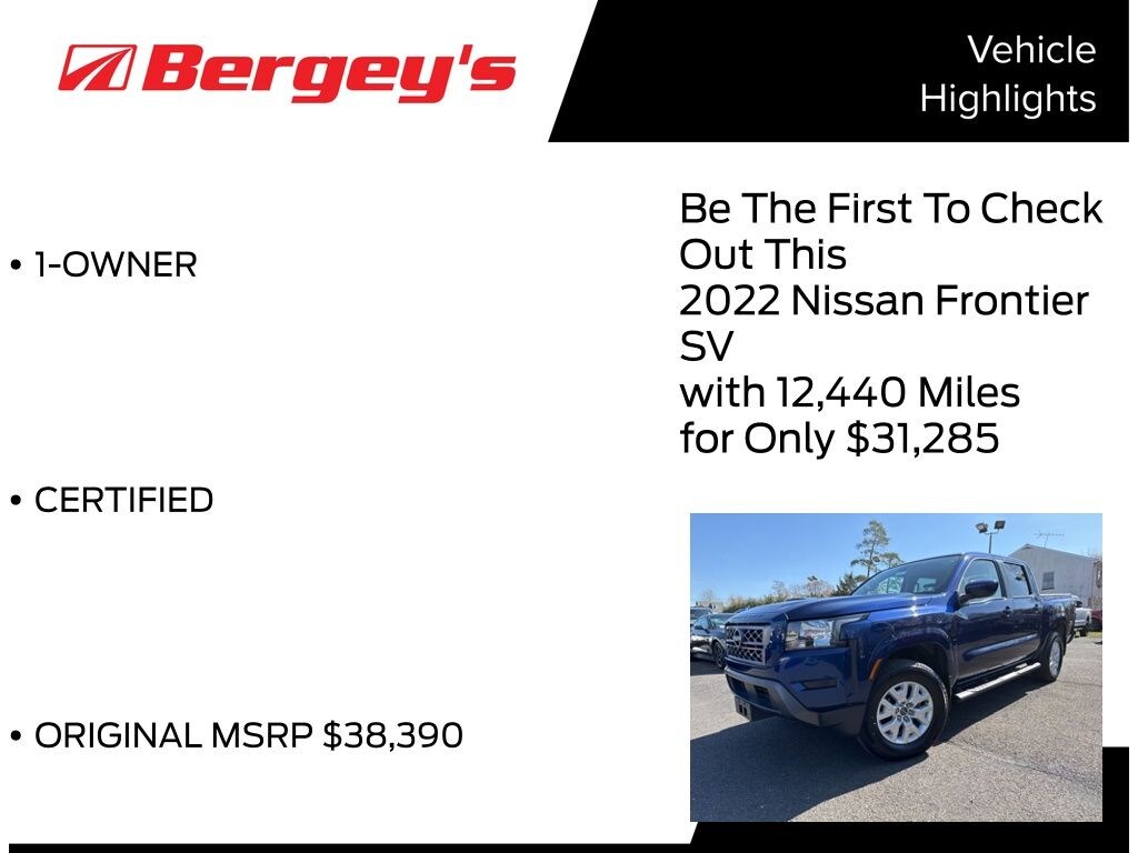 Certified 2022 Nissan Frontier SV 4X4 V6 Truck Crew Cab