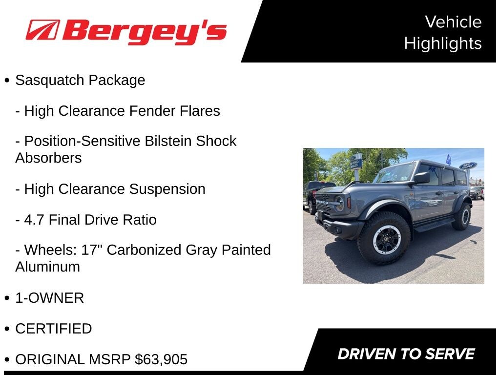 Certified 2025 Ford Bronco Badlands Sasquatch 2.7L V6 SUV
