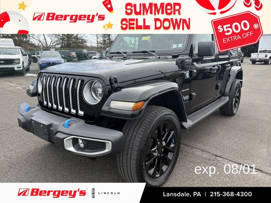 Used 2023 Jeep Wrangler Unlimited 4xe 2.0L 4WD Sahara Soft Top w/ Cold Weather & Safety Pkg SUV