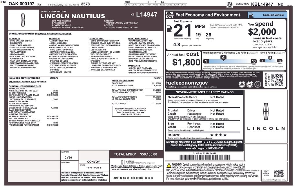 Used 2019 Lincoln Nautilus Reserve SUV