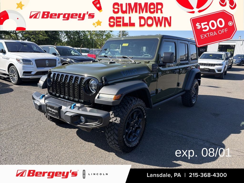 Used 2023 Jeep Wrangler Unlimited 4xe 2.0L 4WD Willys Hard Top w/ Cold Weather & Convenience Pkg SUV