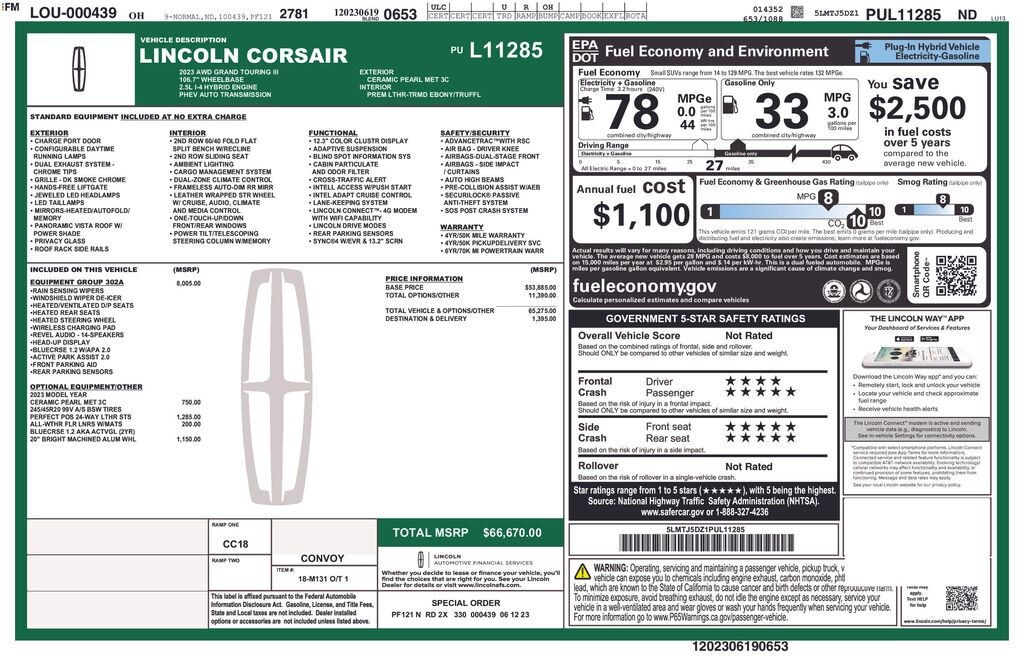 Used 2023 Lincoln Corsair Plug-In Hybrid Grand Touring SUV