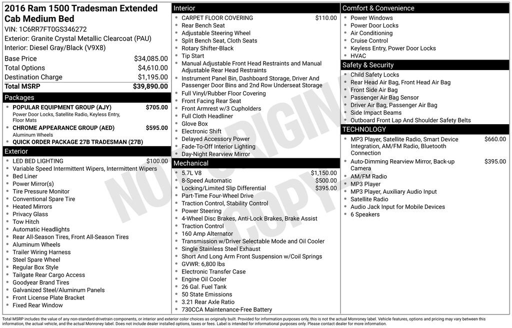 Used 2016 Ram 1500 Tradesman Truck