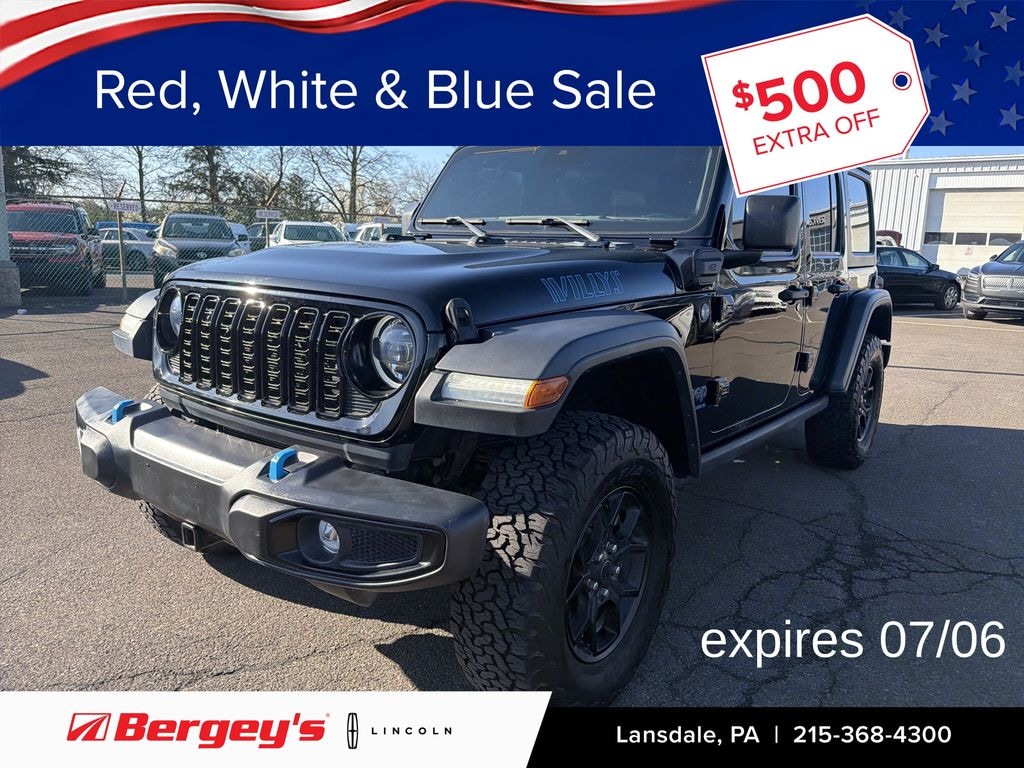 Used 2024 Jeep Wrangler Unlimited 4xe 2.0L 4WD Willys Hard Top w/ Convenience & Technology pkg SUV