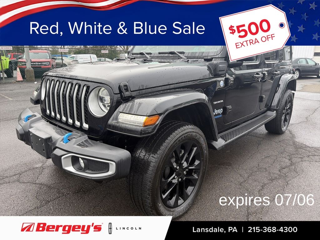 Used 2022 Jeep Wrangler Unlimited 4xe 2.0L 4WD Sahara Sky Top w/ Cold Weather & Trailer Tow Pkg SUV