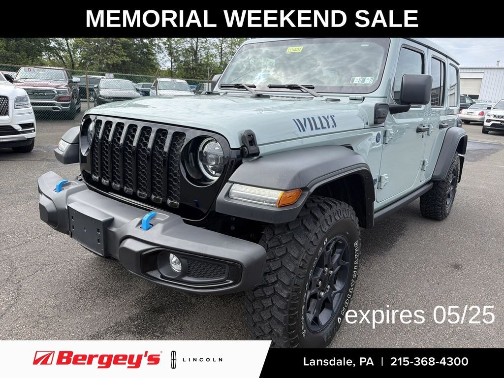 Used 2023 Jeep Wrangler Unlimited 4xe 2.0L 4WD Willys Sky Top w/ Convenience & Cold Weather Pkg SUV