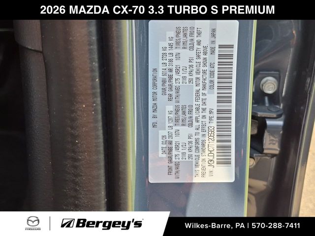 2026 Mazda CX-70 3.3 Turbo S Premium AWD Sport Utility | Polymetal