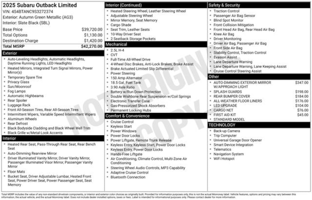 Certified 2025 Subaru Outback Limited SUV