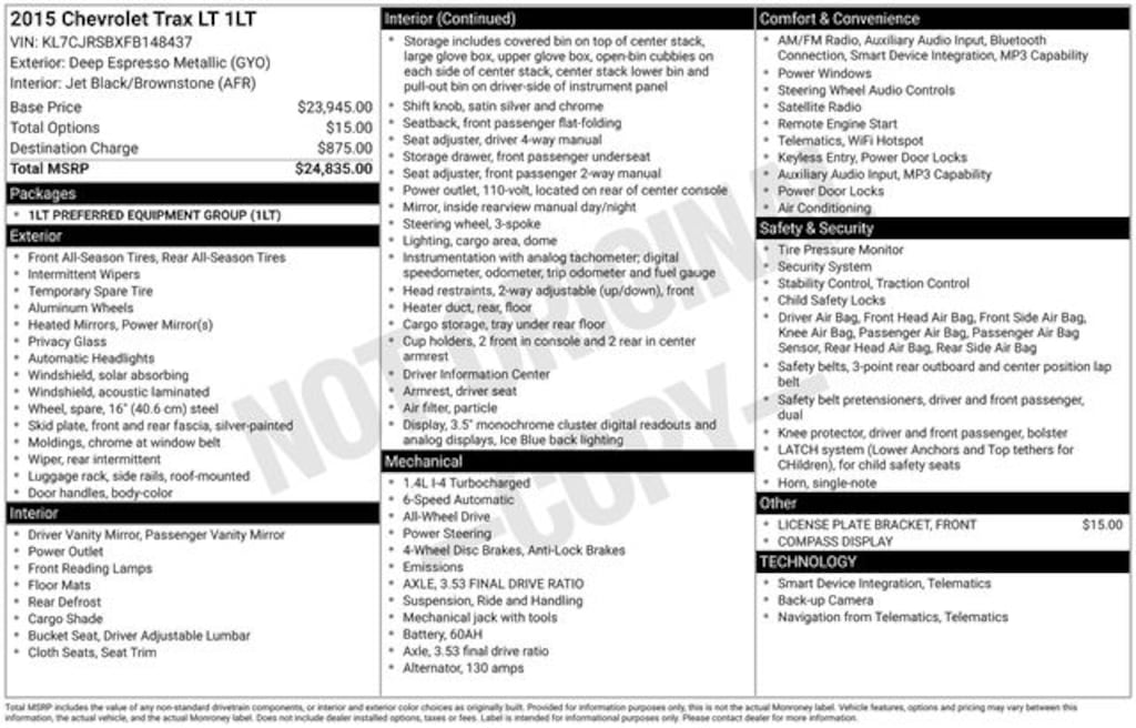 Used 2015 Chevrolet Trax LT SUV