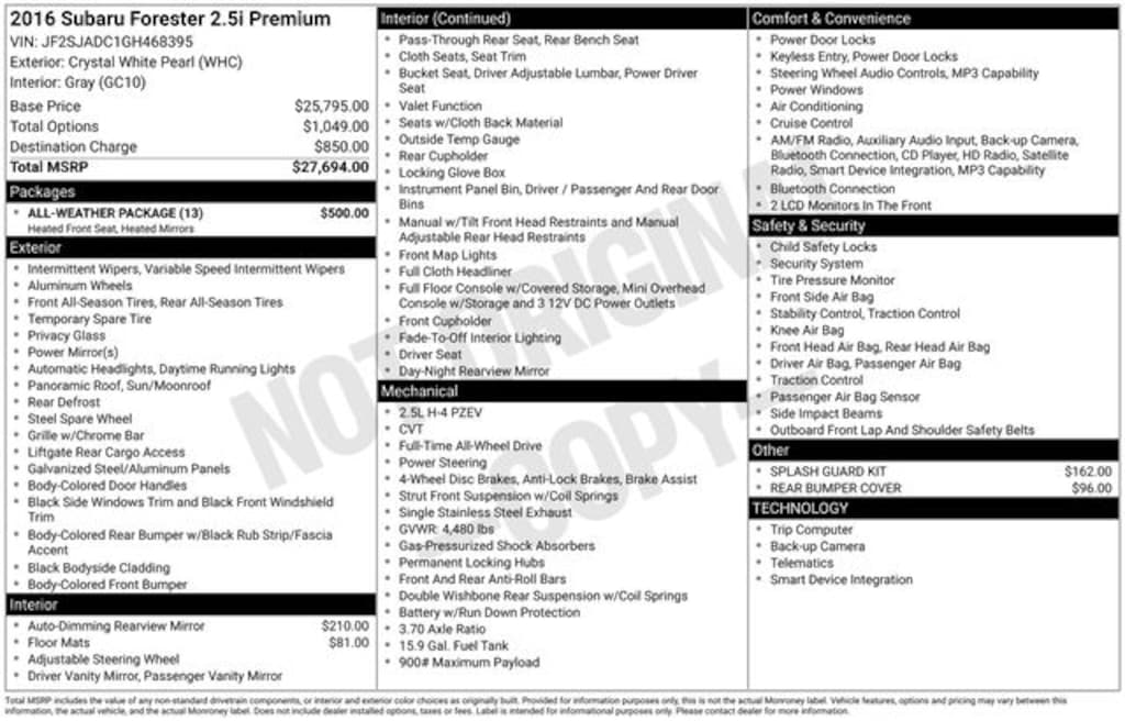 Used 2016 Subaru Forester 2.5i Premium SUV