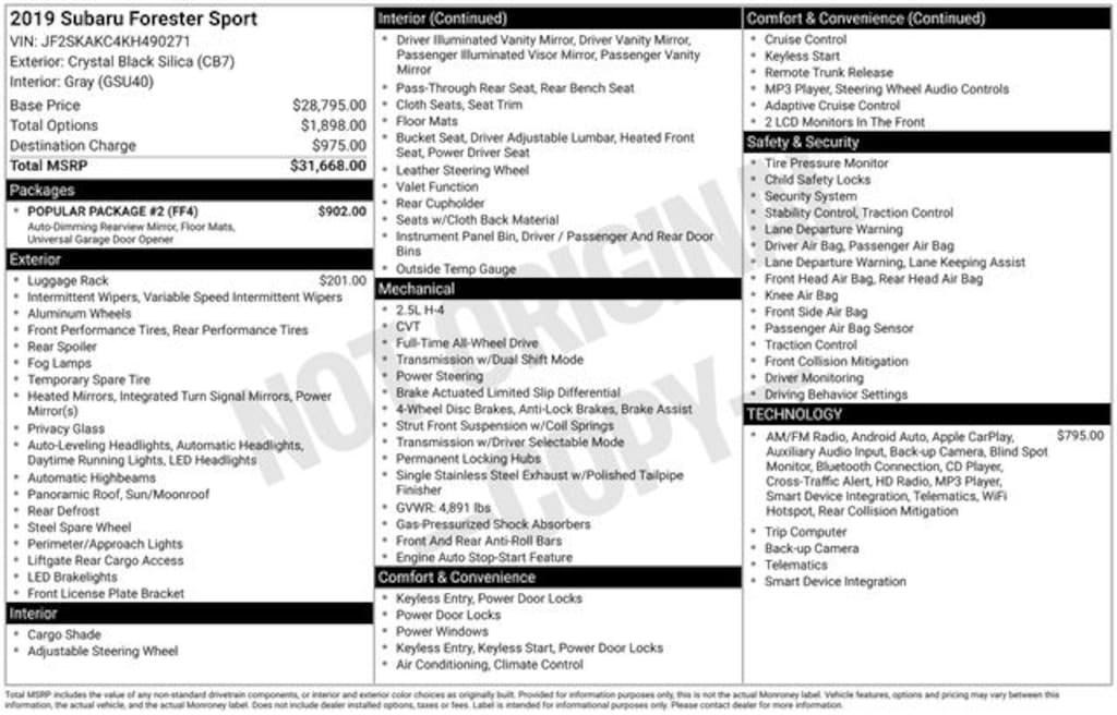 Used 2019 Subaru Forester Sport SUV