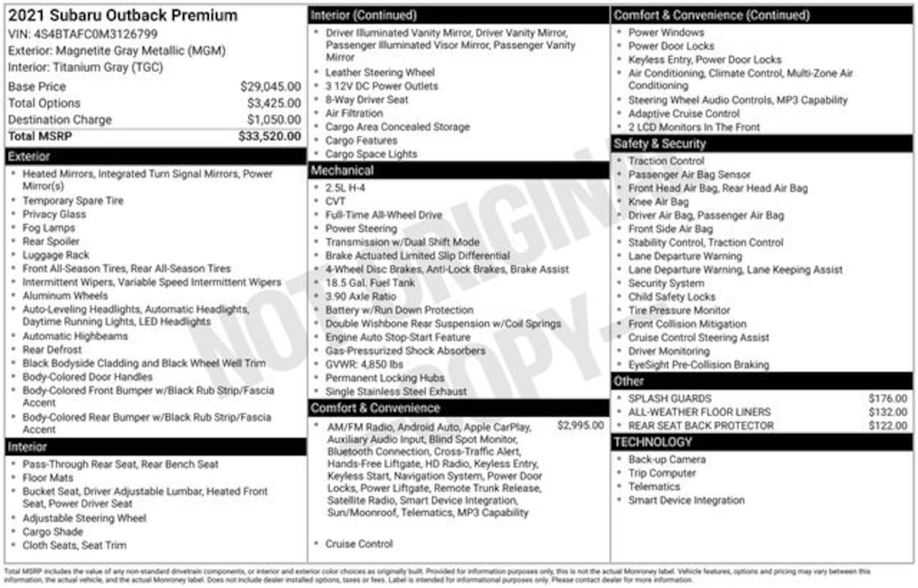 Used 2021 Subaru Outback Premium SUV