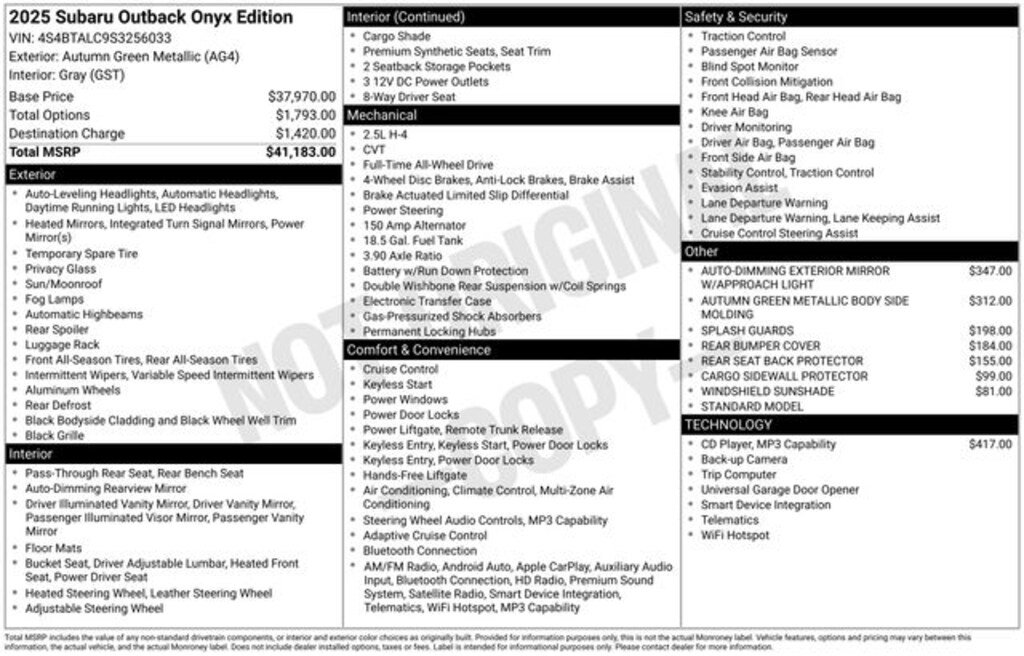 Used 2025 Subaru Outback Onyx Edition SUV