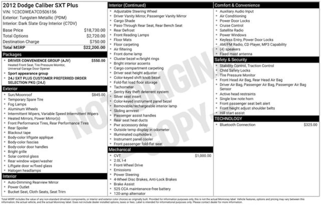 Used 2012 Dodge Caliber SXT Plus Hatchback
