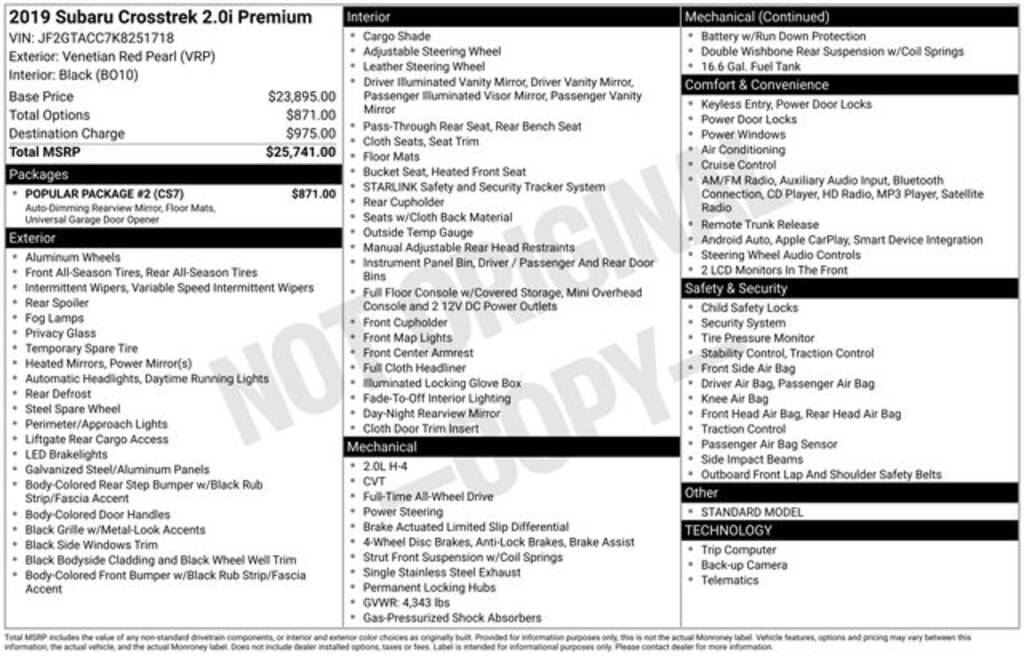 Used 2019 Subaru Crosstrek 2.0i Premium SUV