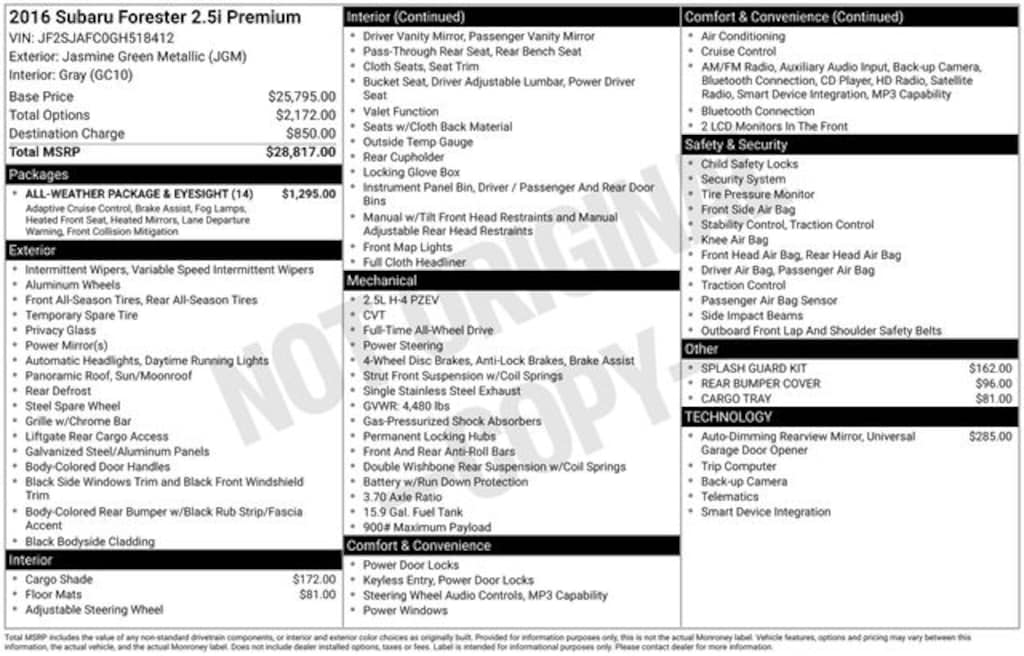 Used 2016 Subaru Forester 2.5i Premium SUV