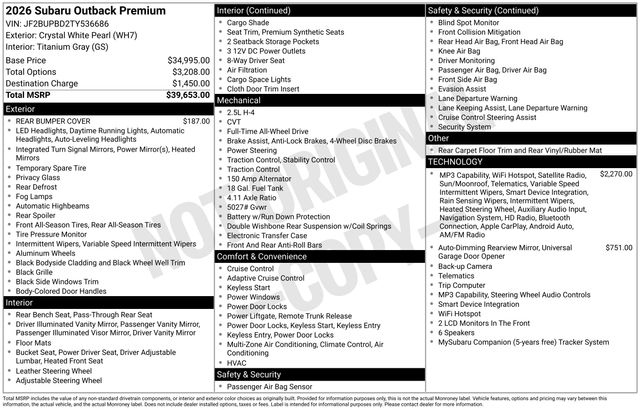 2026 Subaru Outback Premium - Photo 18
