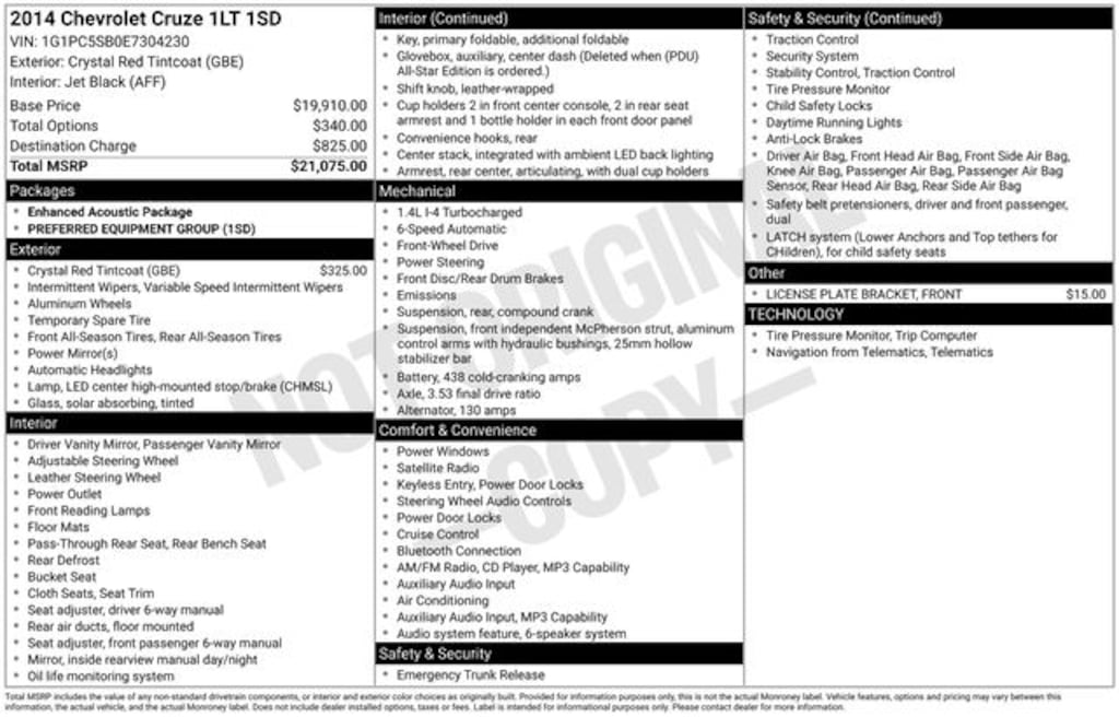 Used 2014 Chevrolet Cruze 1LT Sedan