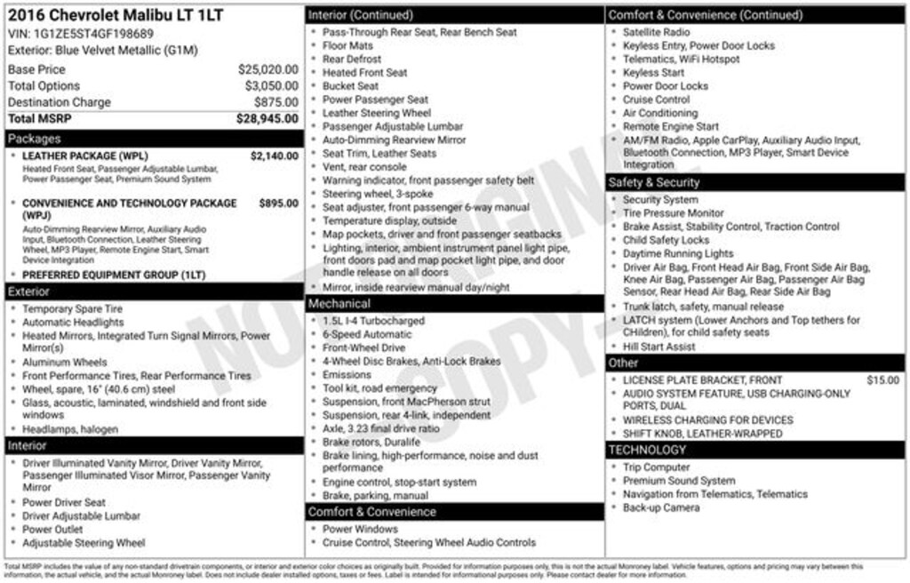 Used 2016 Chevrolet Malibu LT Sedan