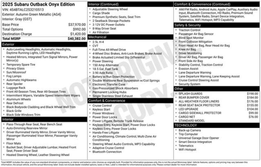 Used 2025 Subaru Outback Onyx Edition SUV