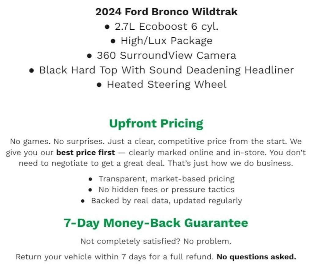 Used 2024 Ford Bronco Wildtrak 4 Door Advanced 4x4 SUV