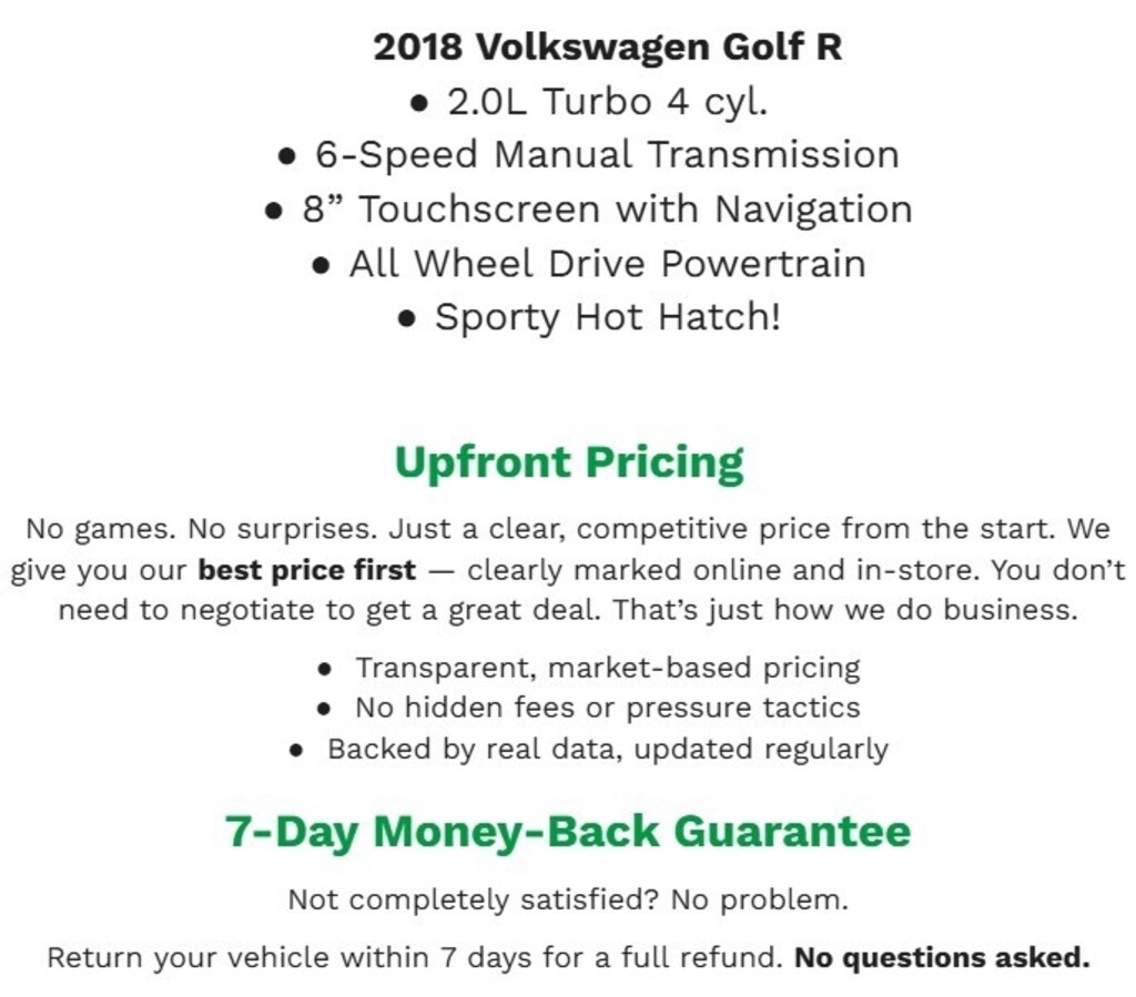 Used 2018 Volkswagen Golf R 2.0T Manual w/DCC/Nav Hatchback