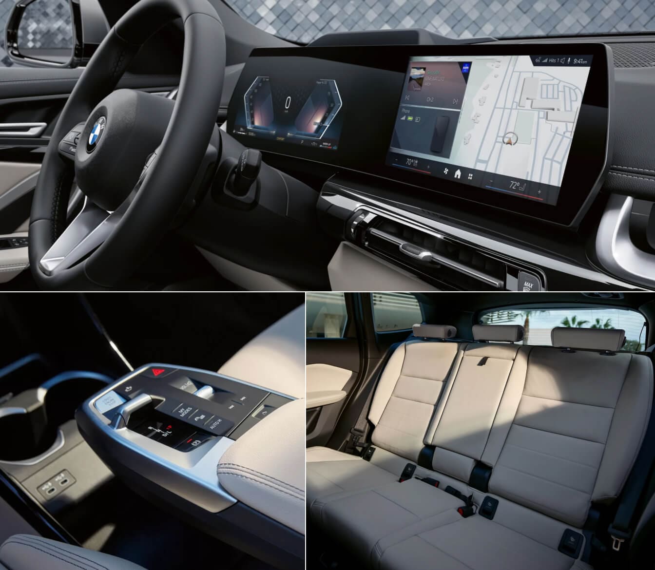 Collage of BMW X1 interior features