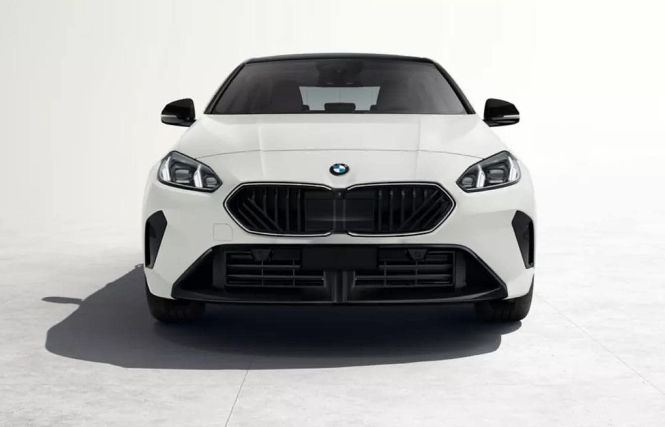 2026 BMW 2 Series Gran Coupe in white casting a shadow over a white studio backdrop