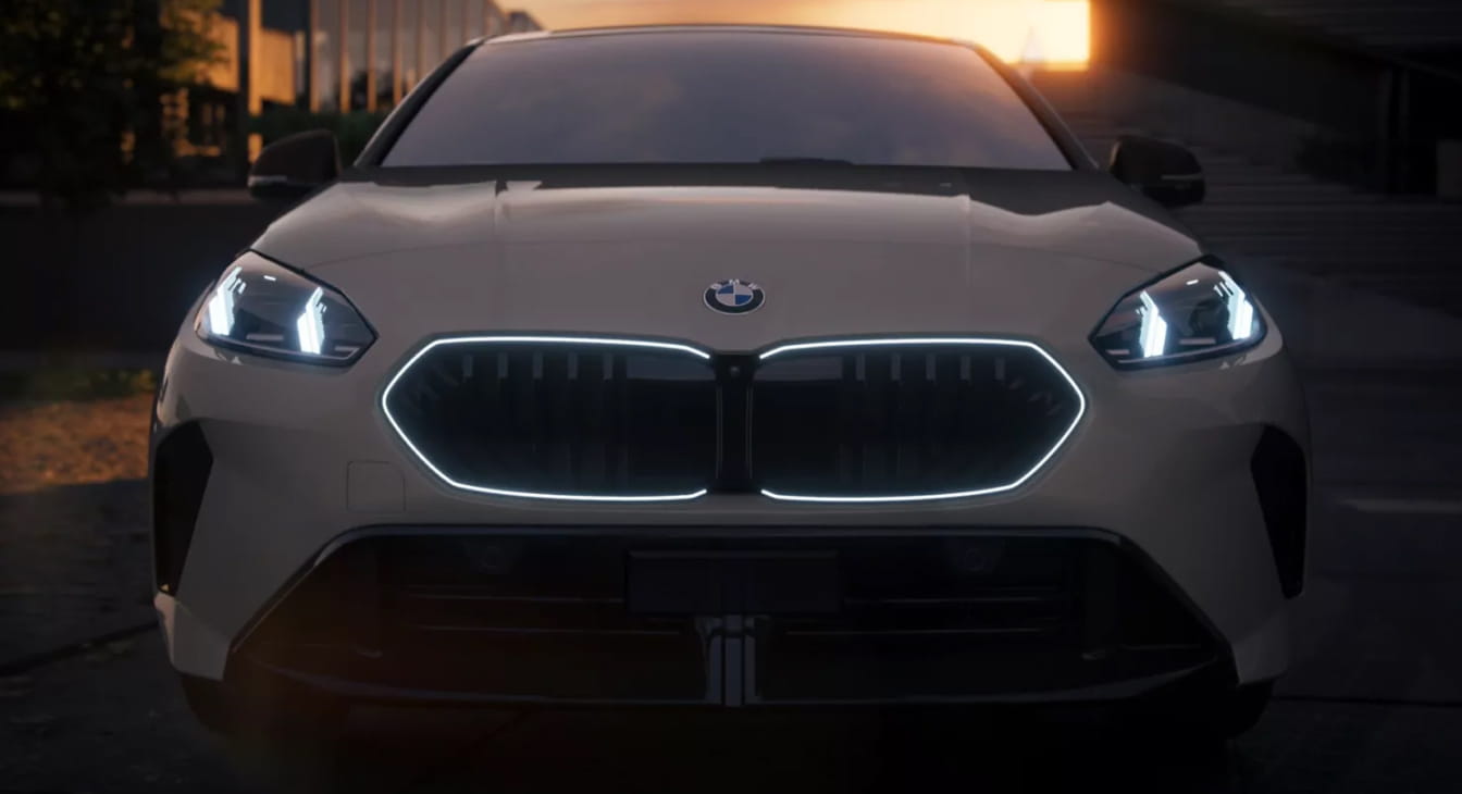 2026 BMW 2 Series Gran Coupe with daytime running lights and an illuminated grille contour