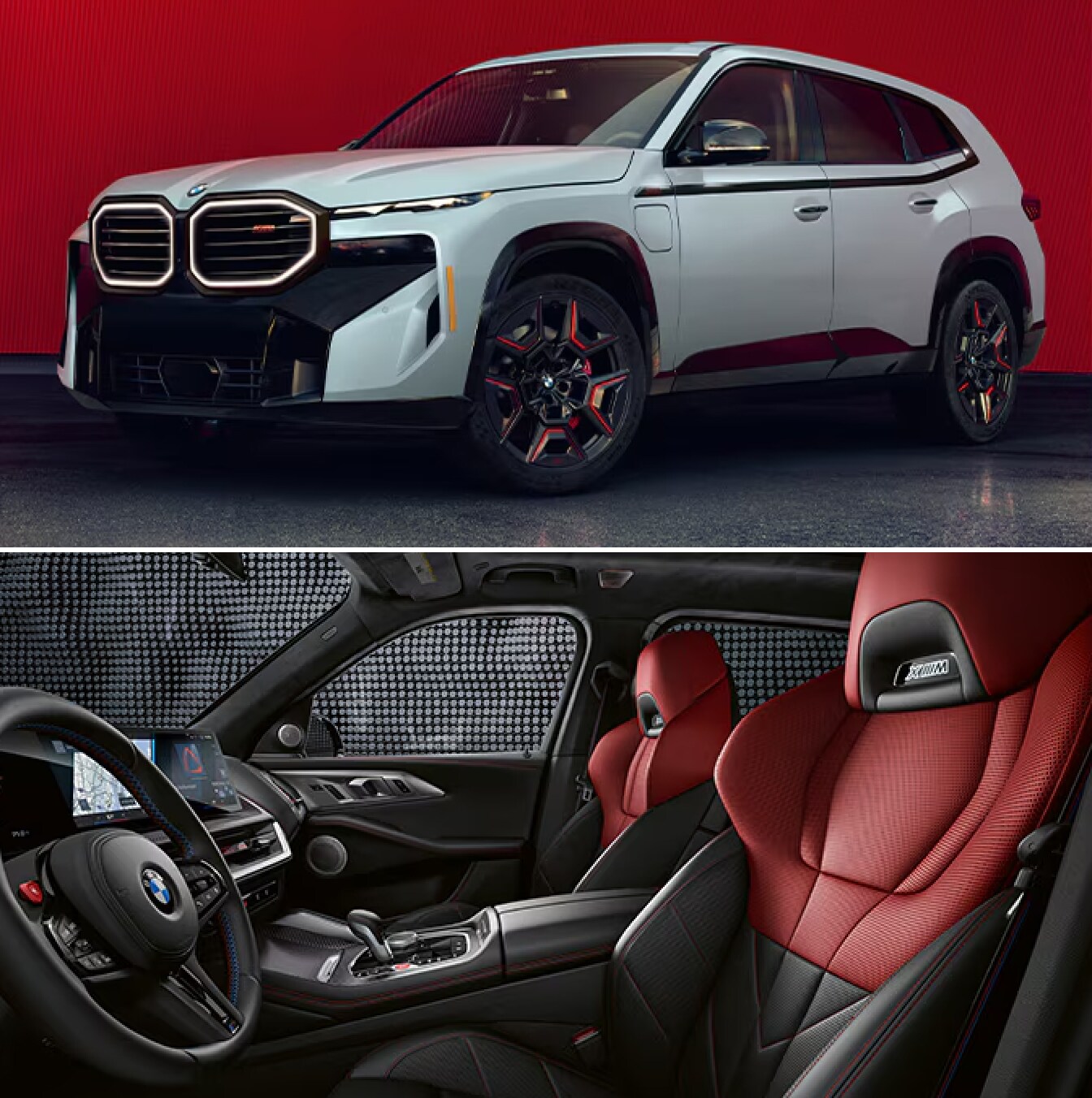 2025 BMW XM in Alpine White with two-tone black & red interior at Berkshire BMW