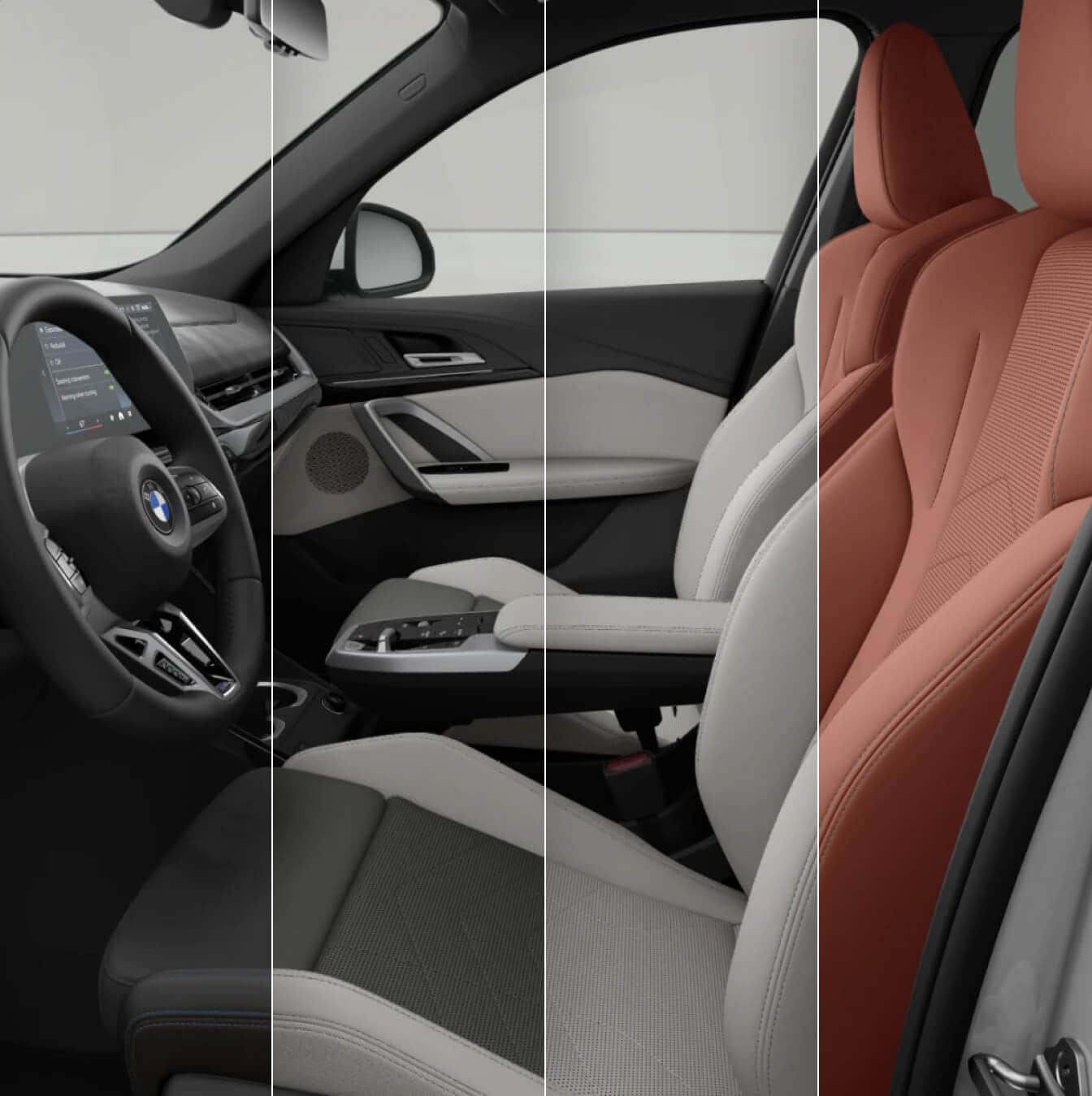 A cross-section view of all BMW X1 interior colors