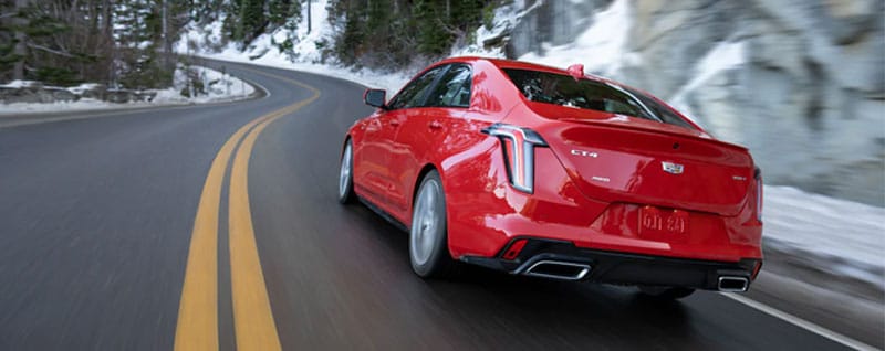 Red 2021 Cadillac CT4 Rear View