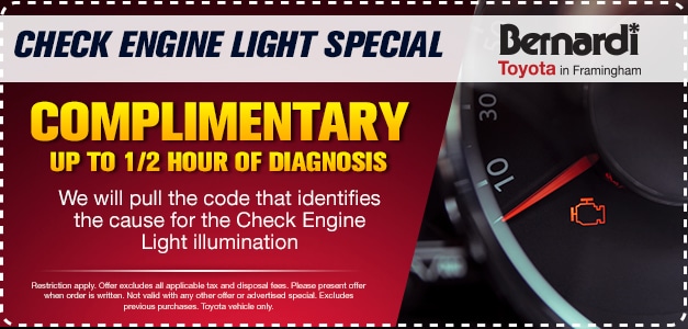 Complimentary Diagnosis For Check Engine Light Up To 1/2 Hour 