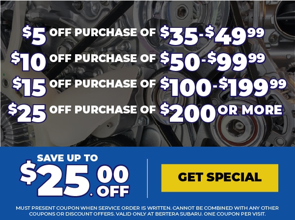 Save up to $25 off service special
