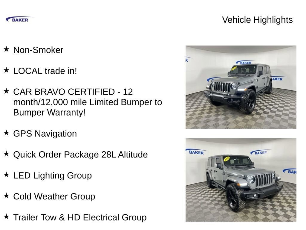 Used 2020 Jeep Wrangler Unlimited Sahara Altitude 4x4 SUV