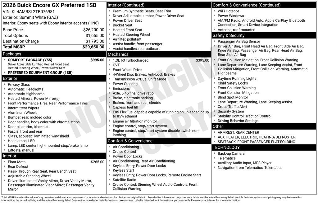 New 2026 Buick Encore GX Preferred SUV