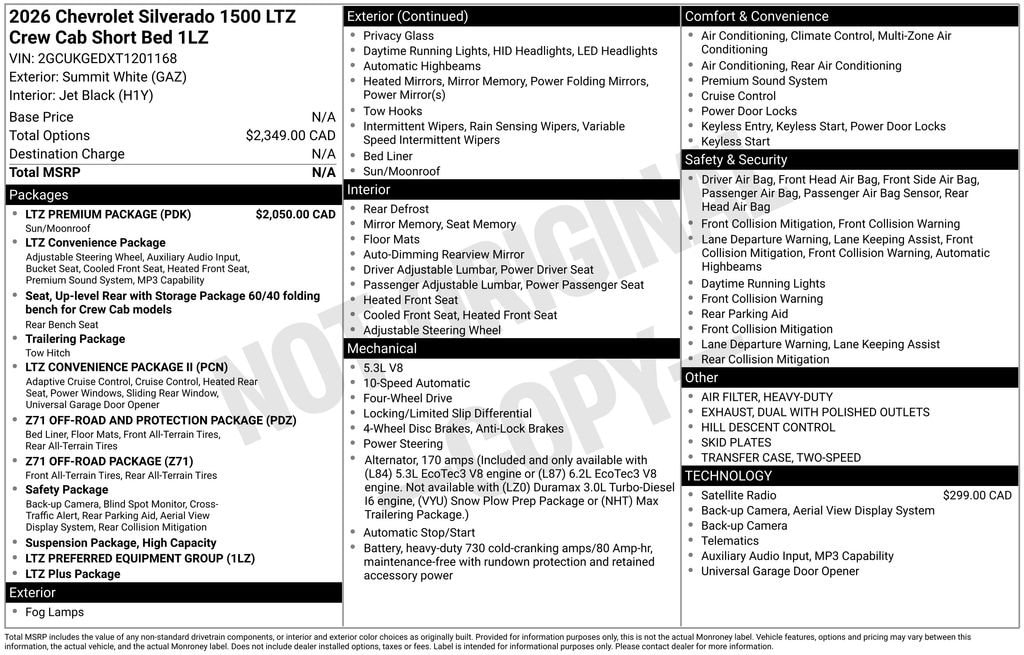 New 2026 Chevrolet Silverado 1500 LTZ Truck