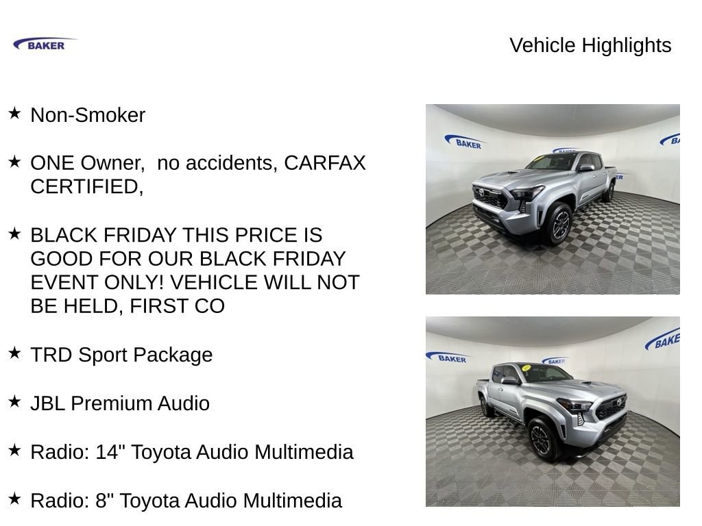 Used 2024 Toyota Tacoma TRD Sport 4WD Truck