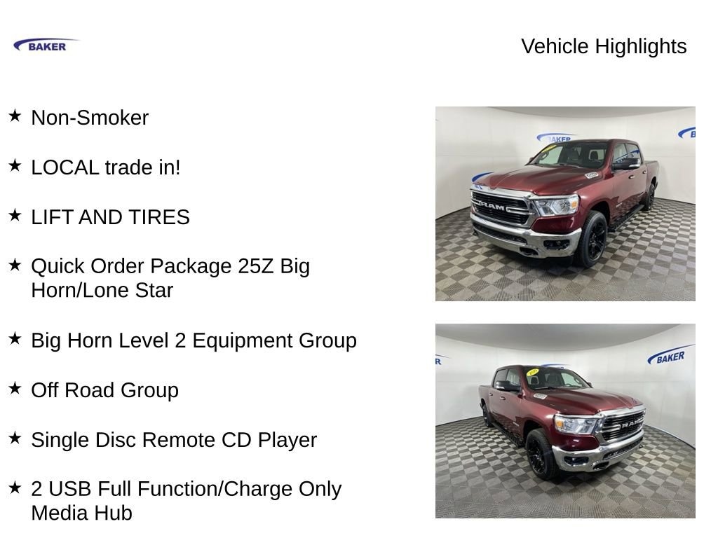 Used 2019 Ram 1500 Big Horn/Lone Star Crew Cab 4x4 57 Box Truck