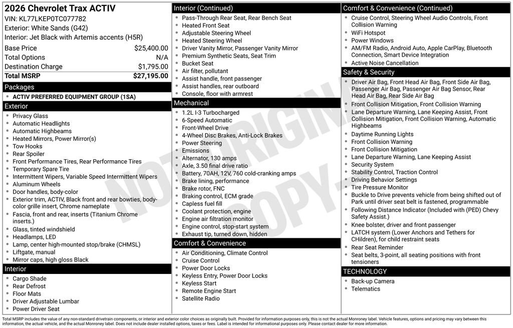 New 2026 Chevrolet Trax Activ SUV