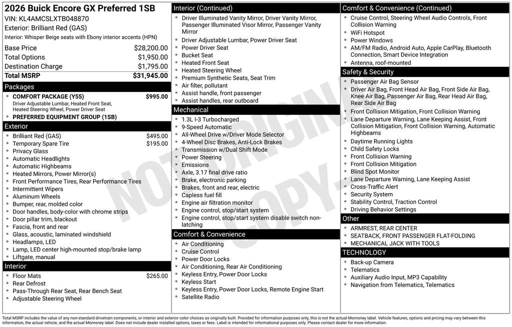 New 2026 Buick Encore GX Preferred SUV
