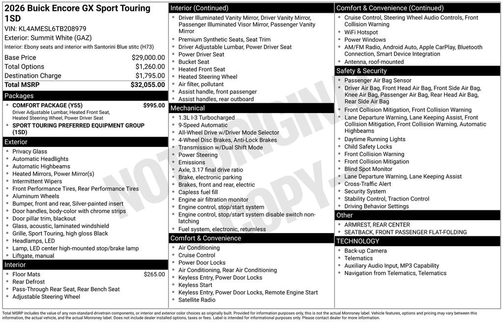 New 2026 Buick Encore GX Sport Touring SUV