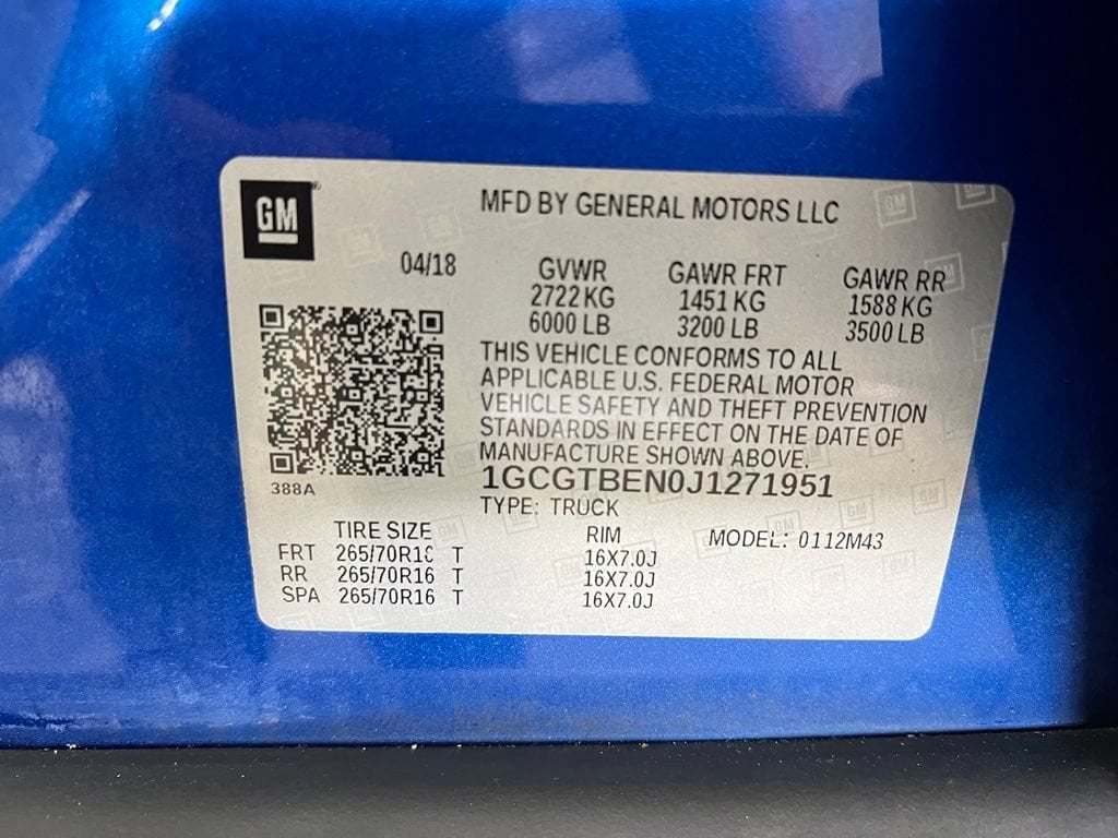 Used 2018 Kinetic Blue Chevrolet WT image 34