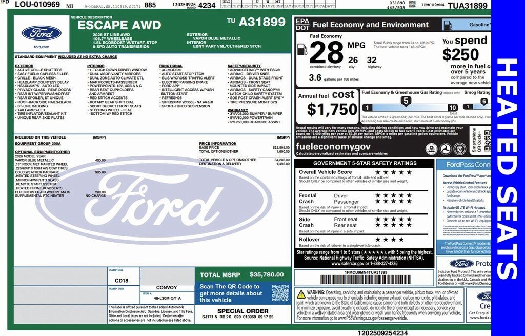 New 2026 Ford Escape ST-Line SUV